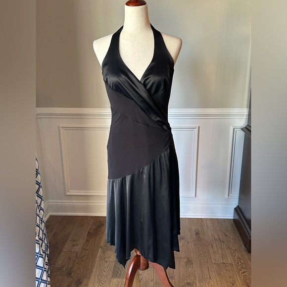 bebe Dresses & Skirts - Bebe Vintage Black Racerback Ruched Handkerchief Dress size Large